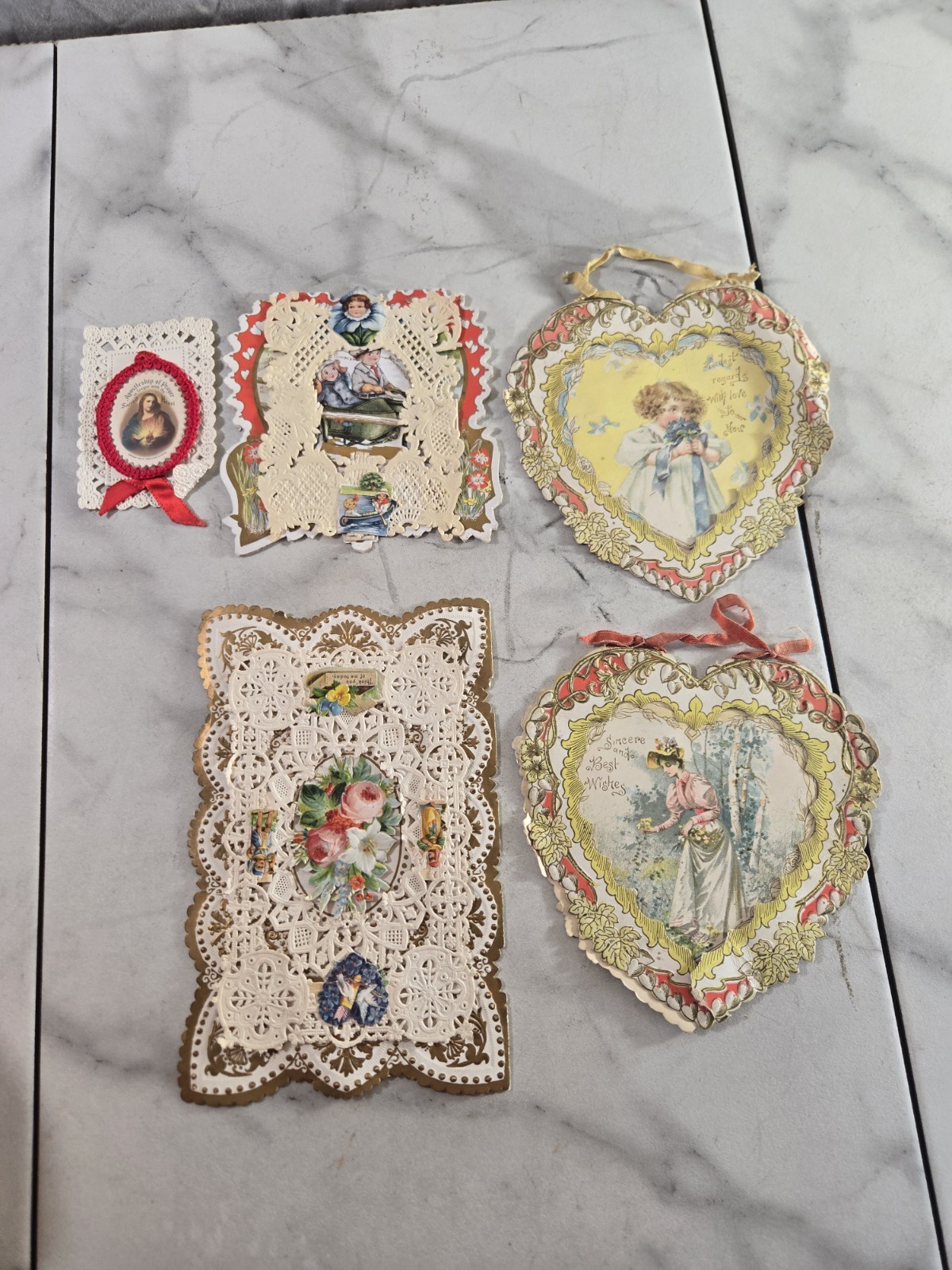 Vintage Antique Valentine Ephemera Lot Whitney Made Handmade Victorian Hearts...