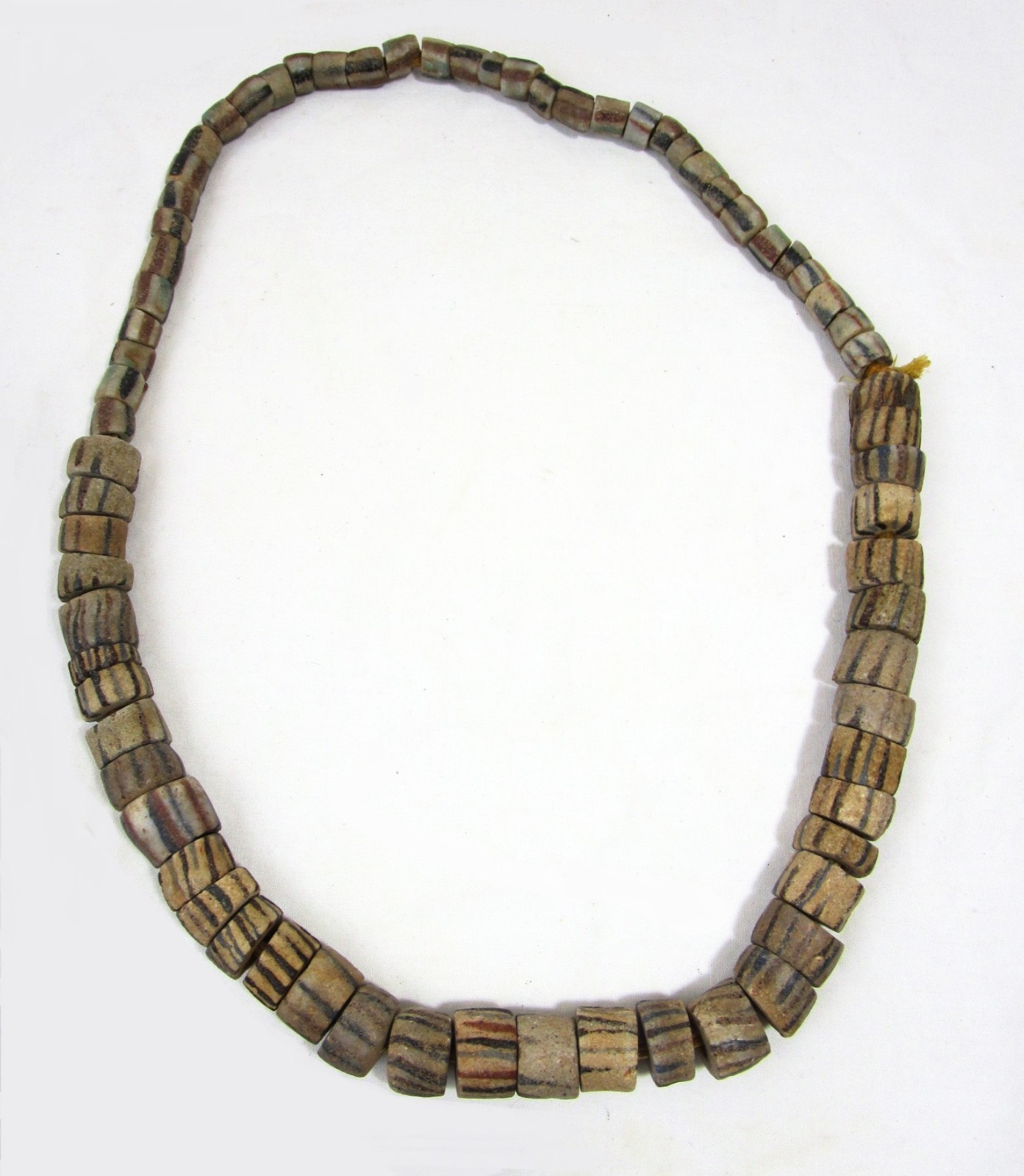 Vintage African Trade Beads Krobo Powder Glass Striped Sand cast Strand 20\