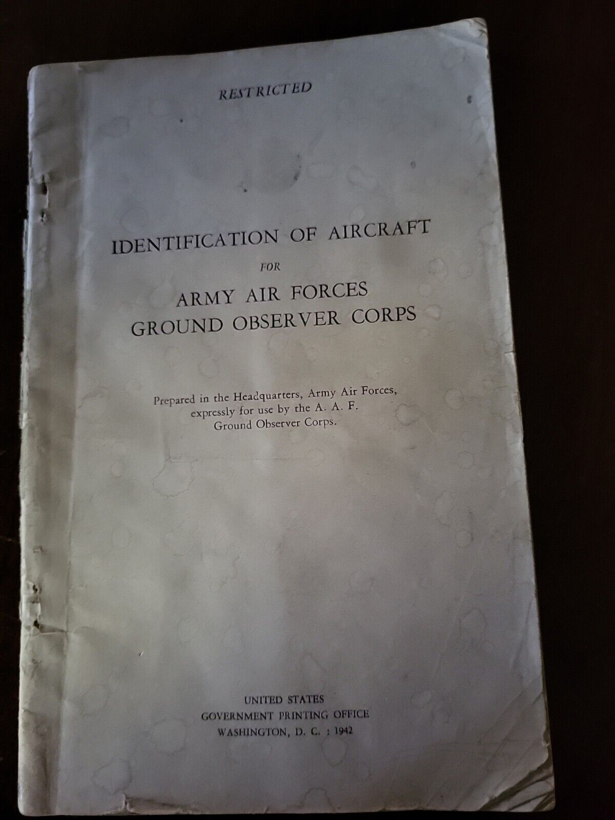 Vintage Ground Observer Corps Manual