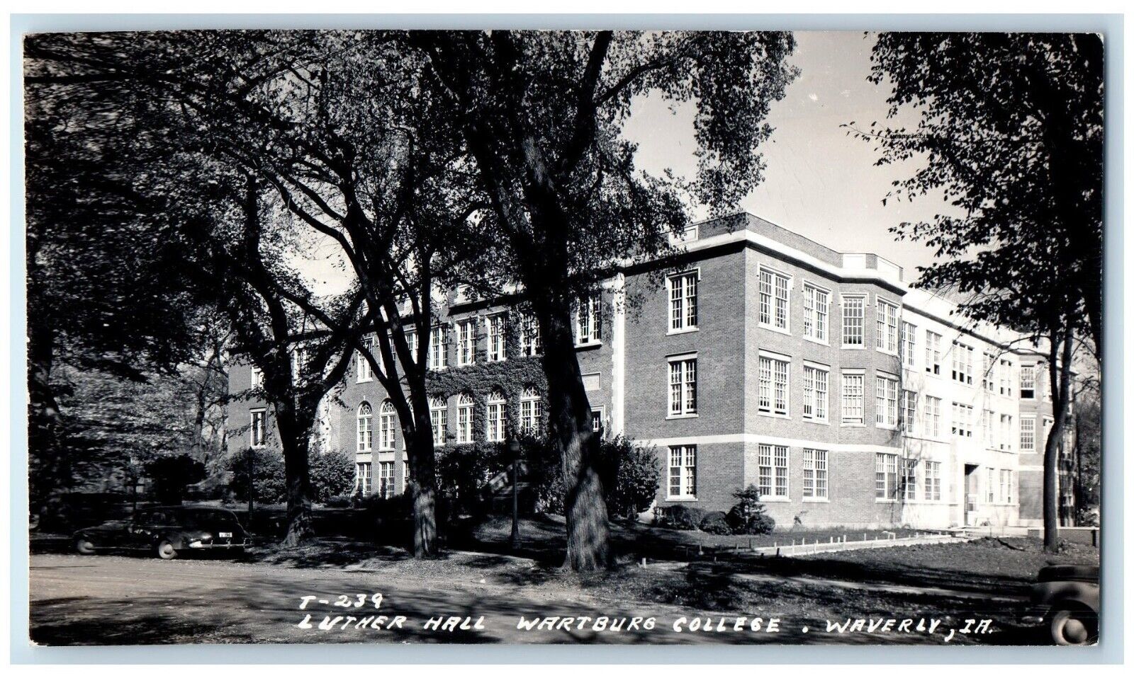 Waverly Iowa IA Postcard RPPC Photo Luther Hall Wartburg College c1940\'s Vintage