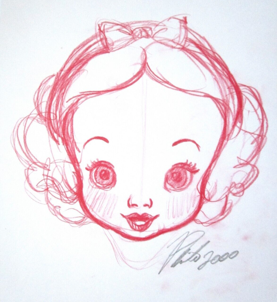 SIGNED SNOW WHITE BABY PRINCESS WALT DISNEY ORIGINAL MERCHANDISE cel DRAWING