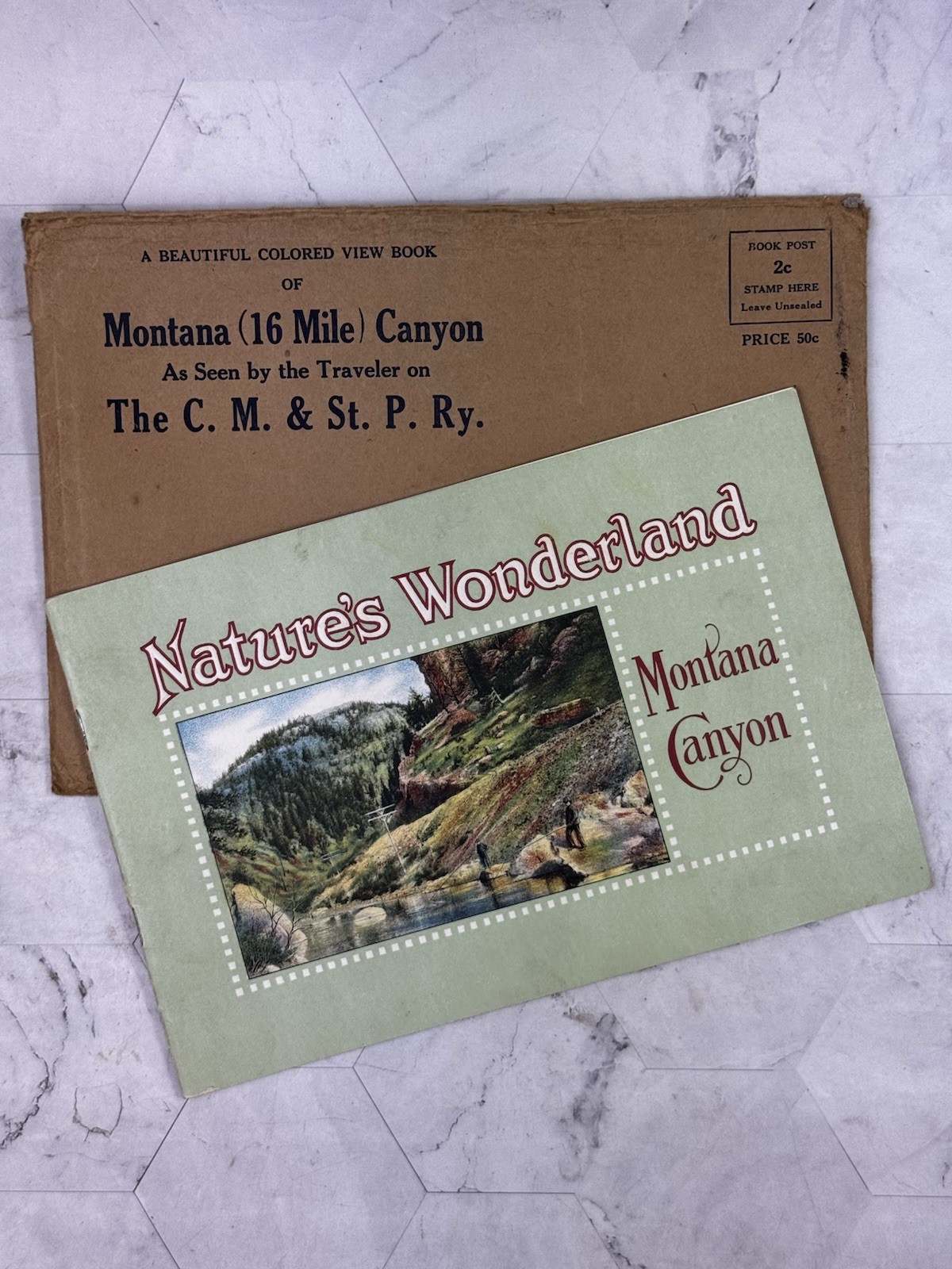 Vintage 1914 Milwaukee Road Montana Sixteen Mile Canyon View Book w/ Envelope