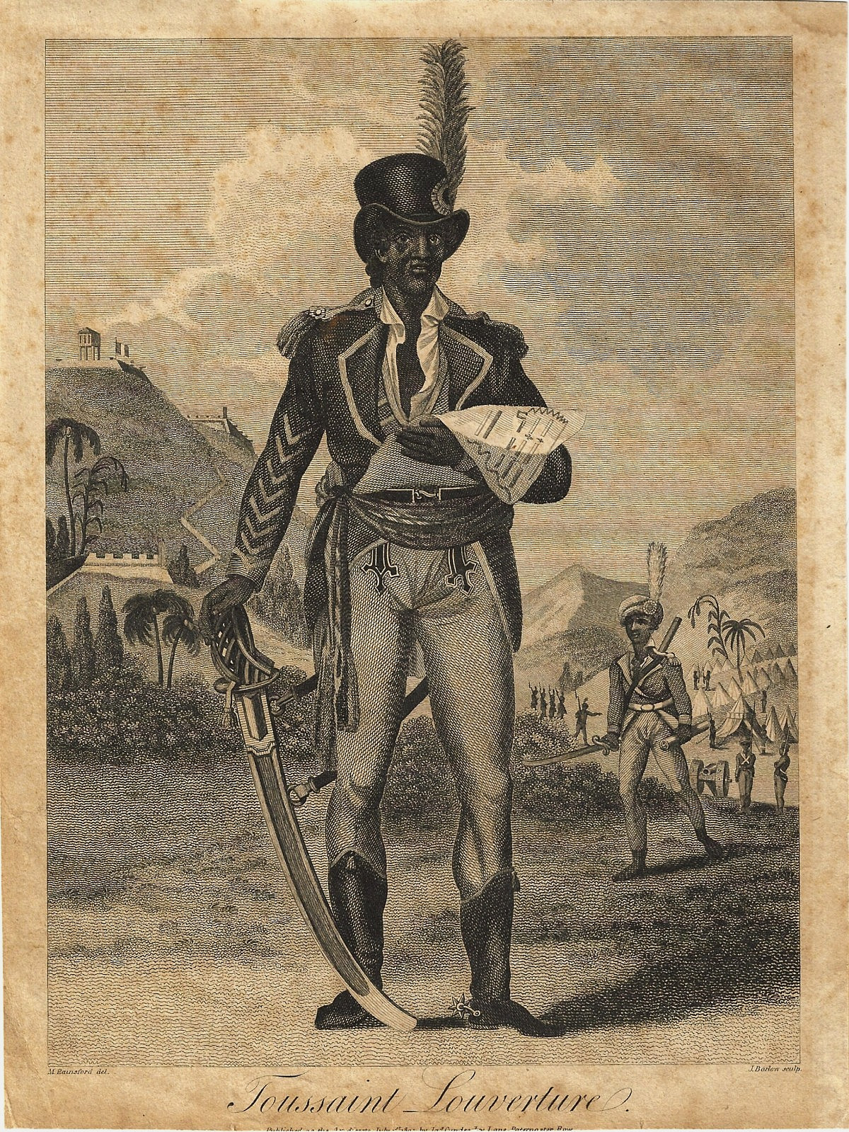 Antique 1805 Engraving~Toussaint Louverture~Afro Caribbean Slave Revolt~Haiti