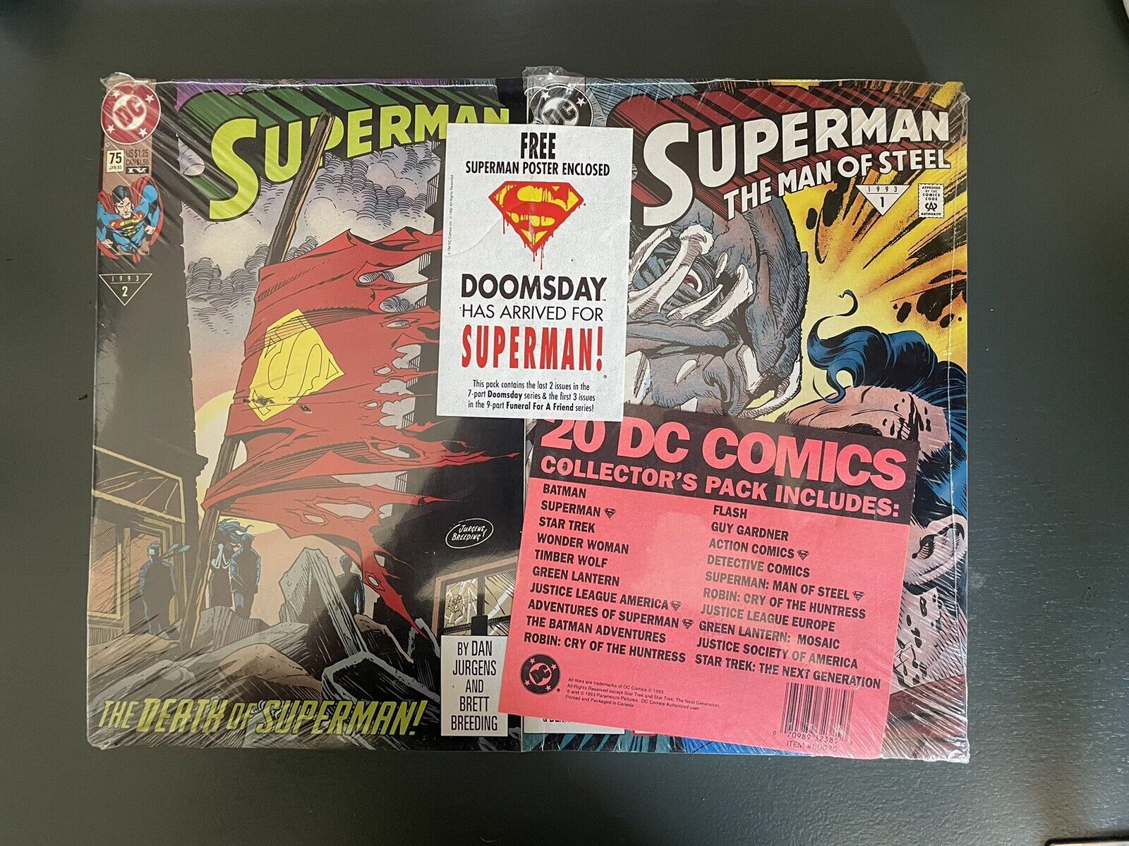 Rare 20 DC Comics Collector's Pack SUPERMAN DOOMSDAY 1993 SEALED