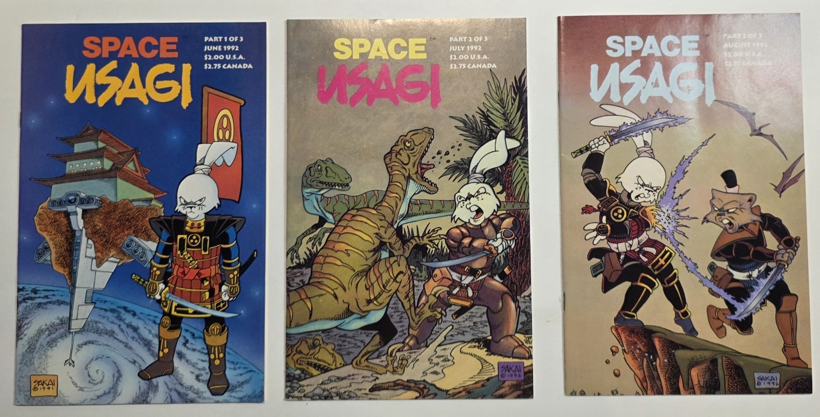 Space Usagi #1-3 1992 Mirage “Death And Honor” Complete Mini Series JL