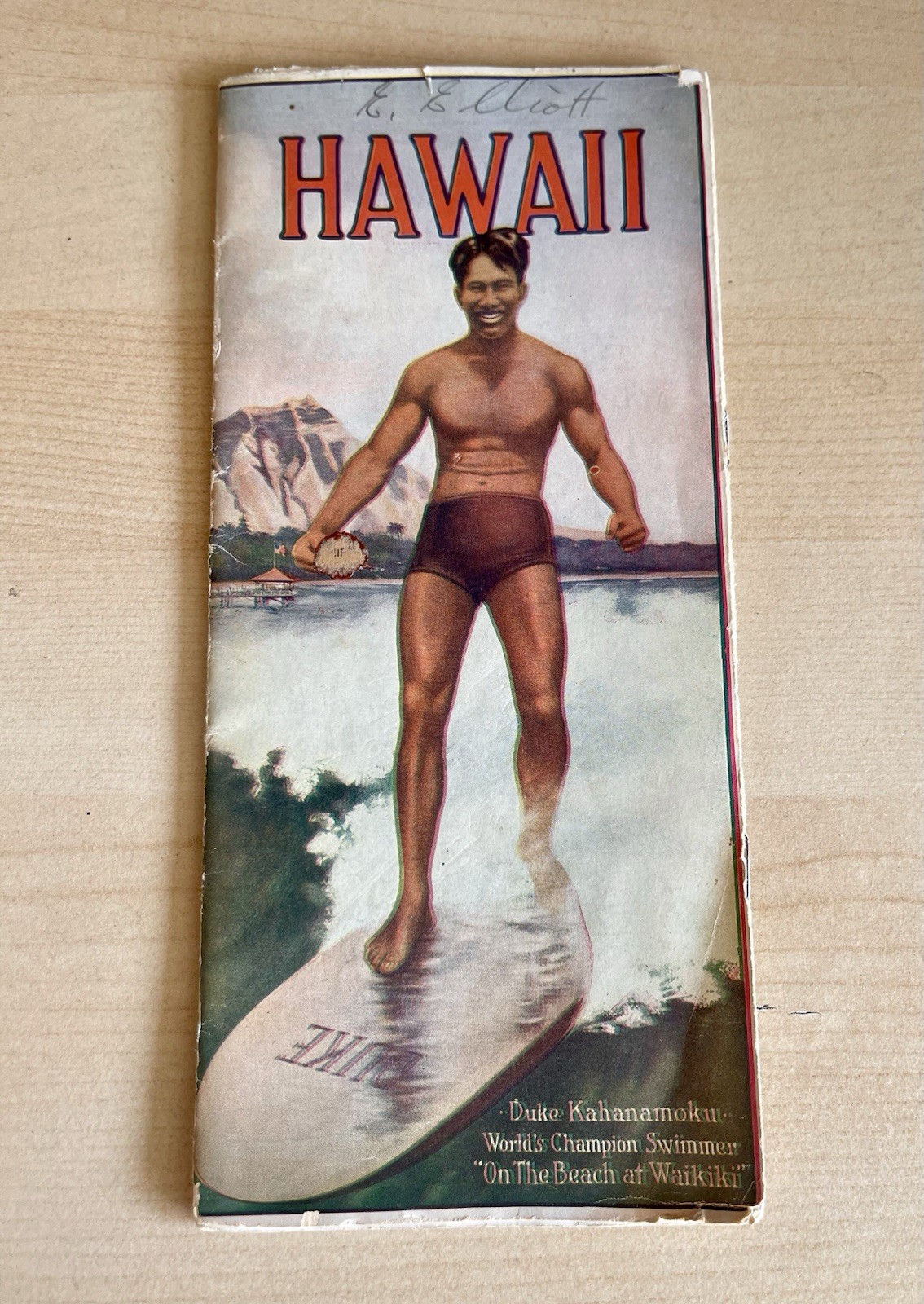 Antique Vintage Hawaii DUKE KAHANAMOKU Surfer Travel Brochure 1918 Hawaiian Rare Antique Vintage Hawaii DUKE KAHANAMOKU Surfer Travel Brochure 1918 Hawaiian Rare