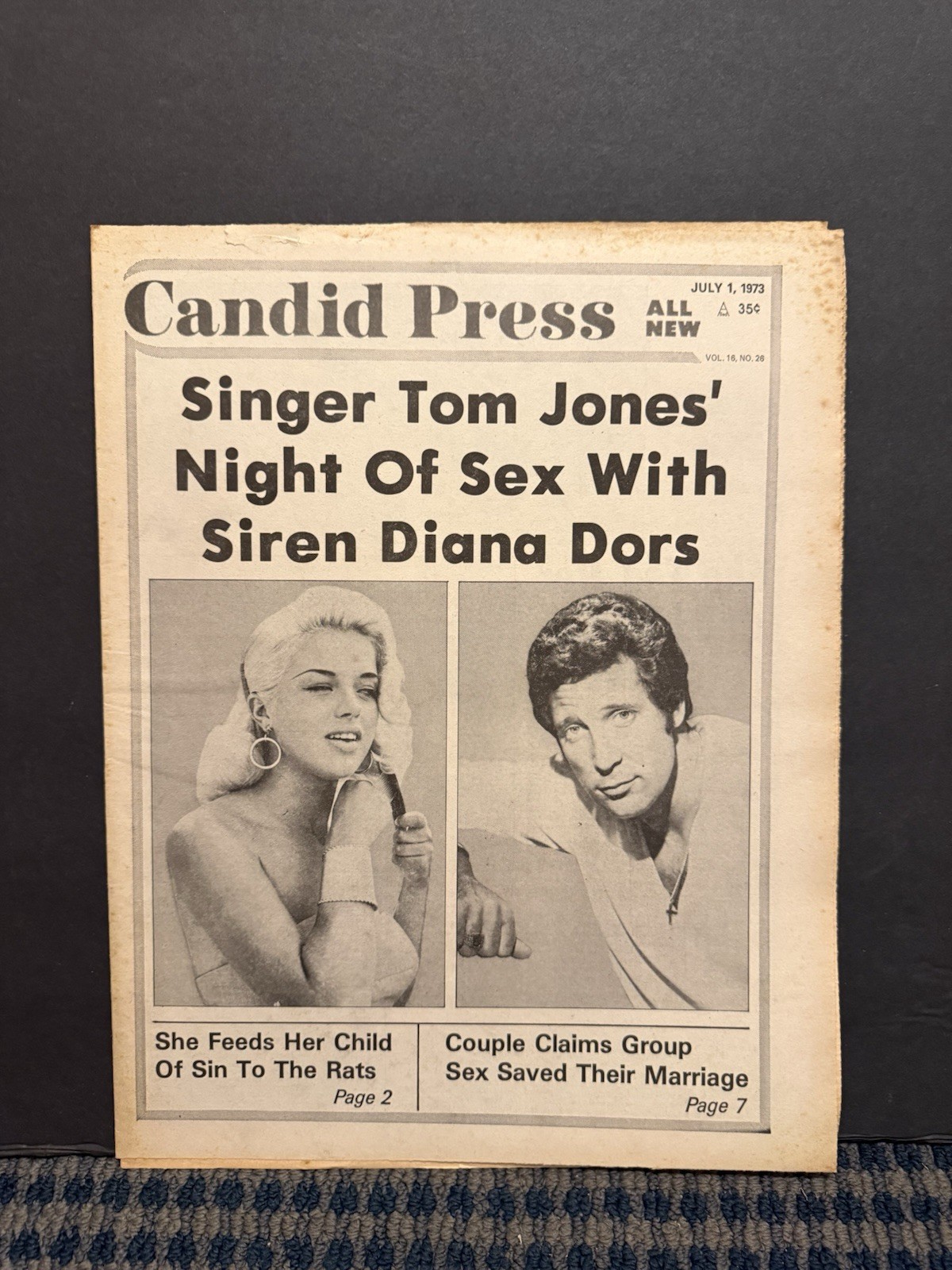 1973 July 1st Candid Press Newspaper, Tom Jones & Diana Dors (VRN10D)