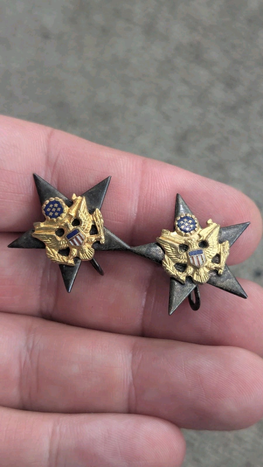WWII STERLING Earrings Set Army General Staff Syar Home Front Sweetheart WW2