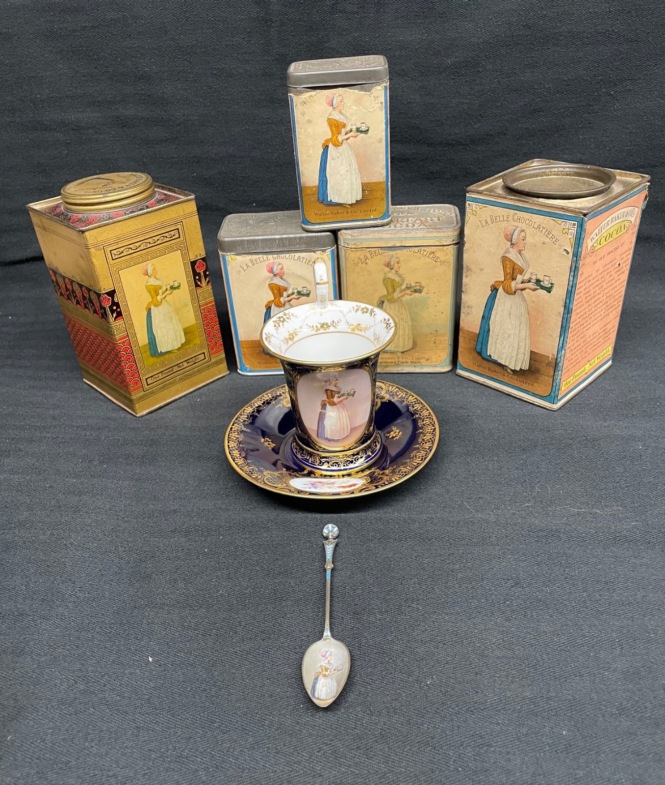 Walter Baker & Co Breakfast Cocoa Dorchester Ma 8 piece Collection AS IS Walter Baker & Co Breakfast Cocoa Dorchester Ma 8 piece Collection AS IS