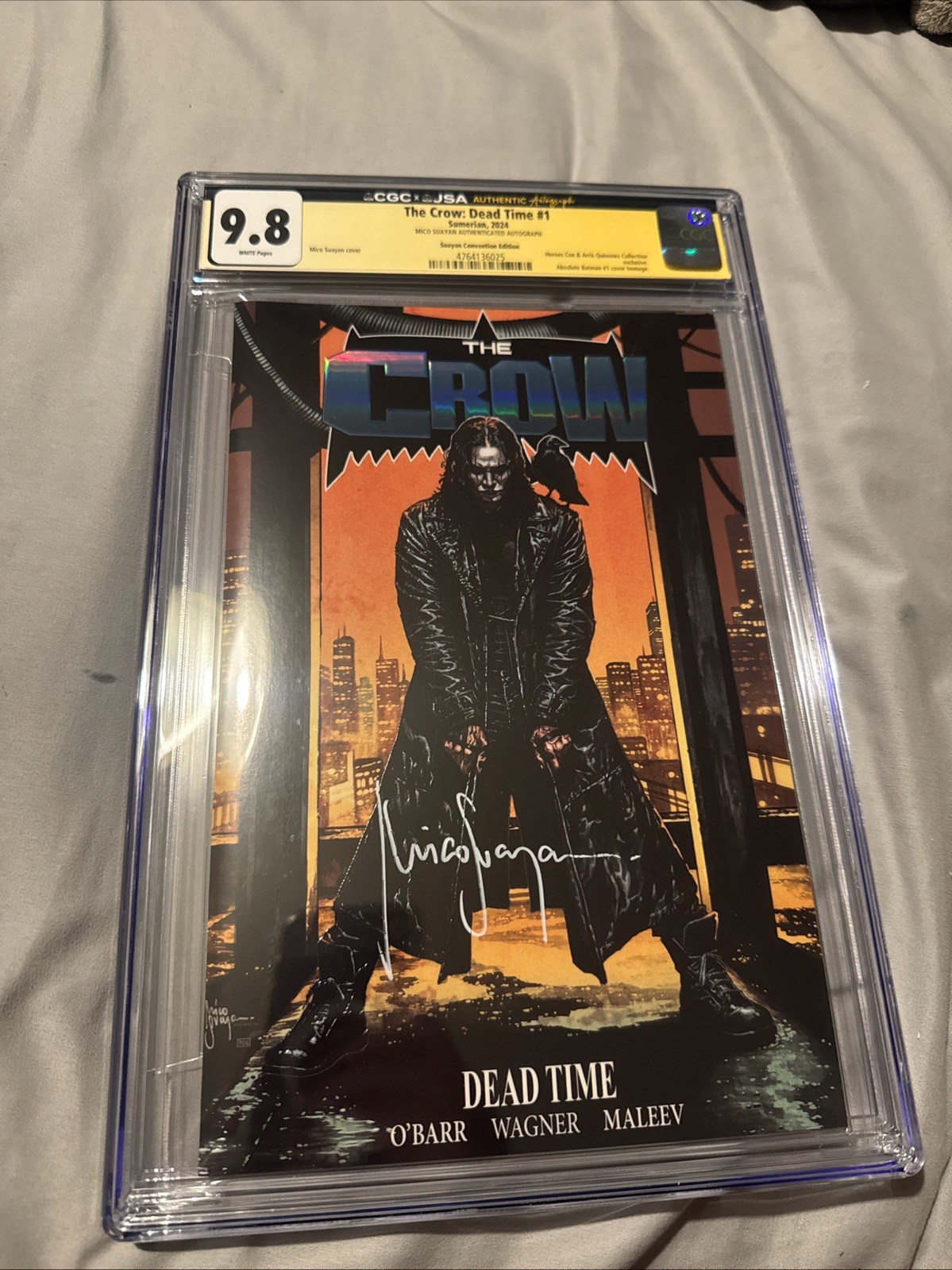 The Crow: Dead Time #1 CGC 9.8 JSA Signed Mico Suayan Embossed Spot Foil The Crow: Dead Time #1 CGC 9.8 JSA Signed Mico Suayan Embossed Spot Foil