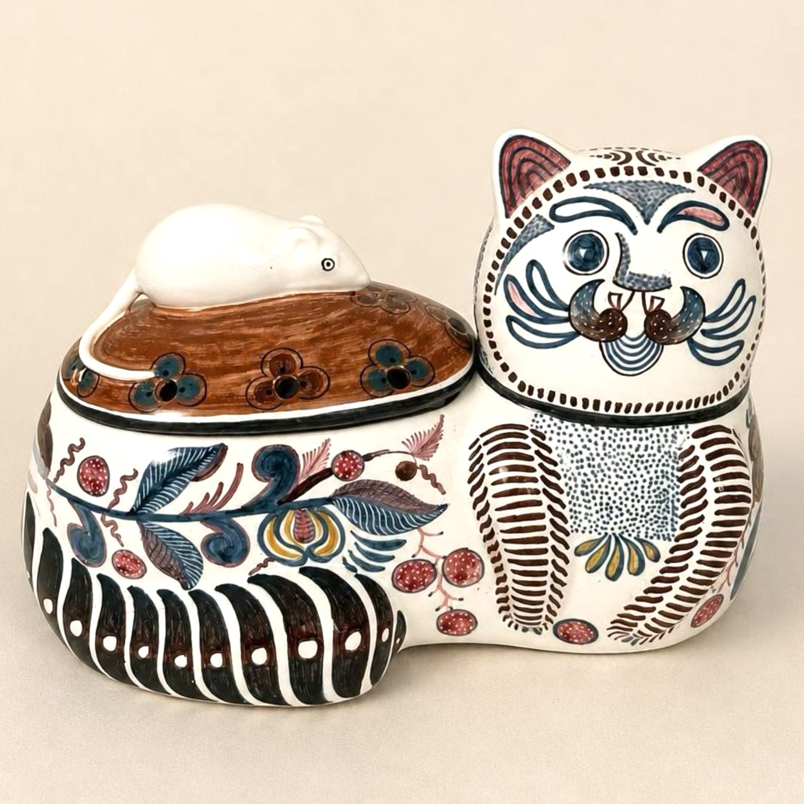 Vtg Estrela De Conimbriga Portuguese Cat Mouse Pottery Potpourri Cookie Jar Folk Vtg Estrela De Conimbriga Portuguese Cat Mouse Pottery Potpourri Cookie Jar Folk