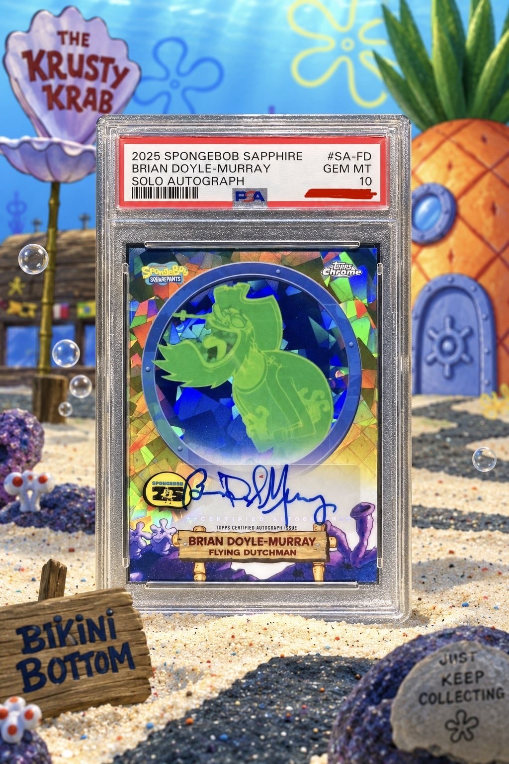 2025 Topps Chrome SpongeBob Brian Doyle-Murray Flying Dutchman Auto PSA 10 SSP