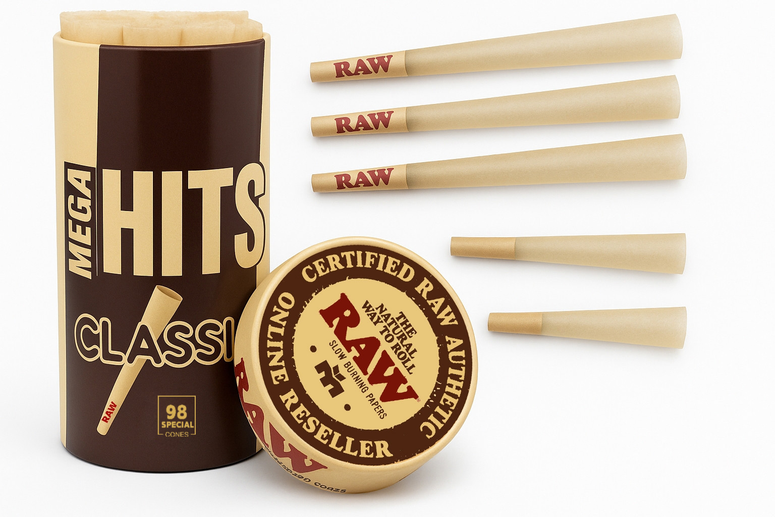 RAW Classic 98 Special Size Pre Rolled Cones | 100 Pack
