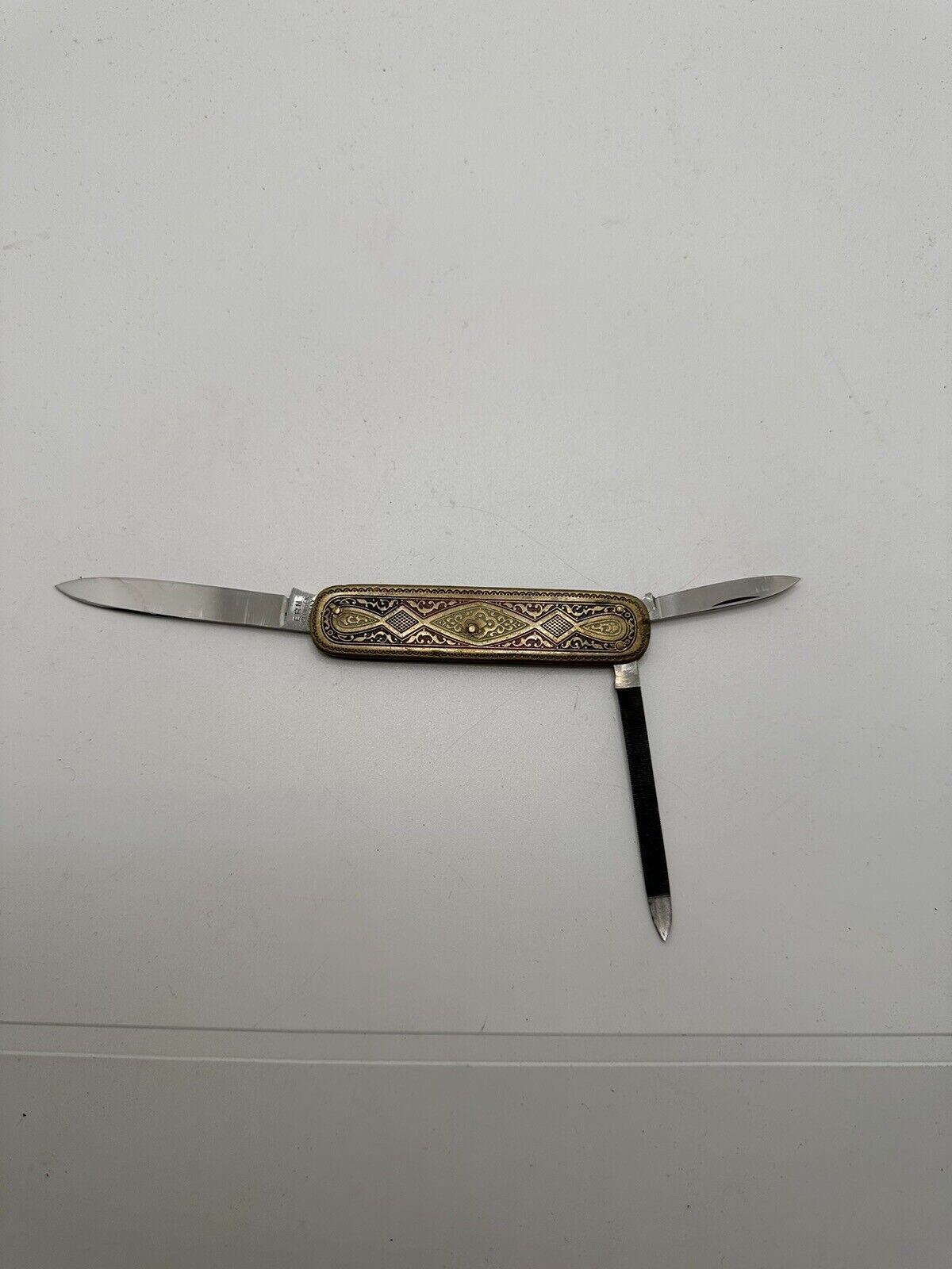 Vintage Hermes Lady\'s Knife with Case 3-Blade Bierhoff Solingen Rostfrei Germany