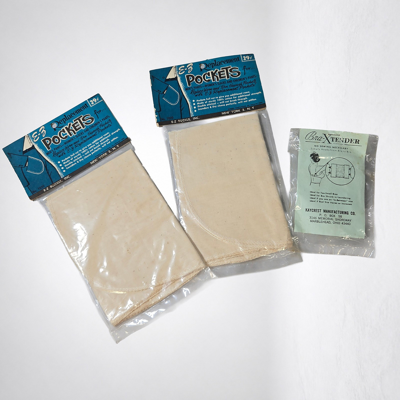 Vintage NOS Sewing Notions Lot EZ Buckle Pockets Bra Extender