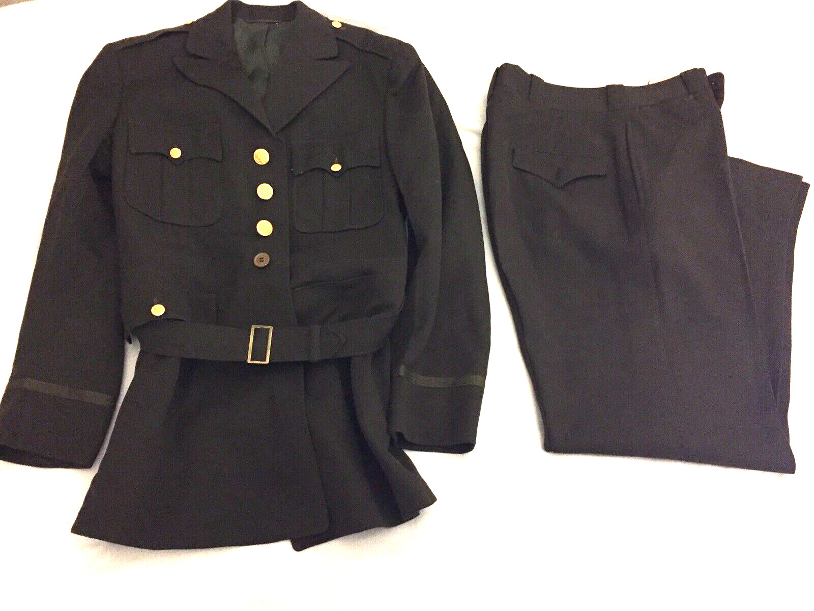 WW II Vintage Mens 1945 Green Us Army Officers Dress Uniform - Pants & Jacket