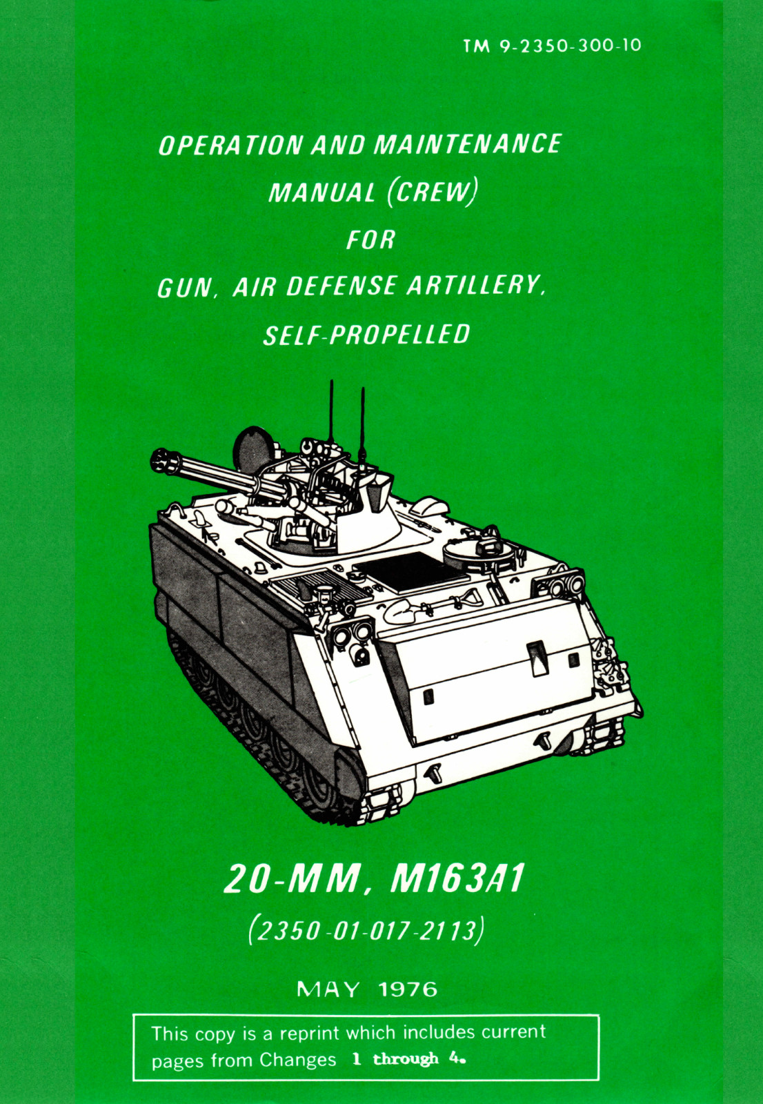 476 Page 1985 TM 9-2350-300-10 M163A1 VULCAN VADS Air Defense Manual on Data CD