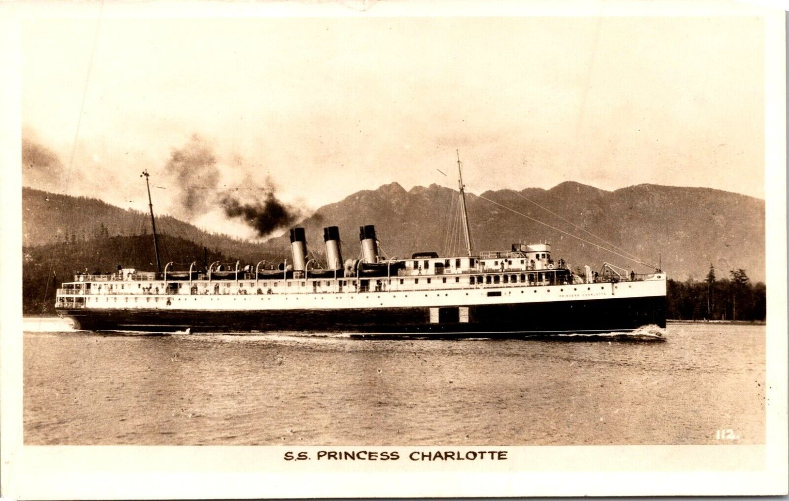 S.S. Princess Charlotte Cruise Steamer Ship on Water RPPC Real Photo Postcard