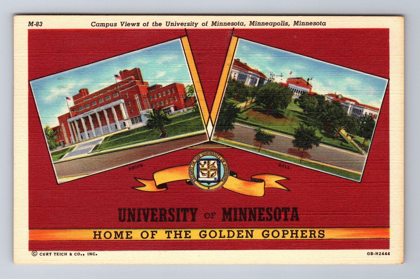 Minneapolis MN-Minnesota, Campus Of University, Antique, Vintage c1949 Postcard