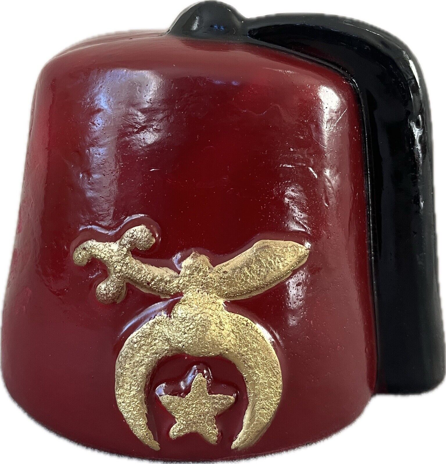 Vintage Fez Hat Shriners  Red Sculpture Coin Bank Freemasonry
