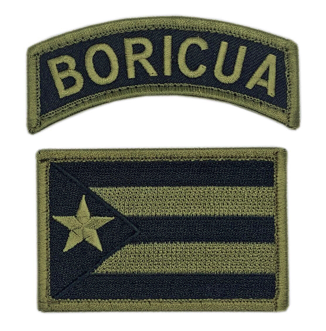 Puerto Rico State Flag Boricua Patch [2PC - Hook Fastener Backing - P16,T2]
