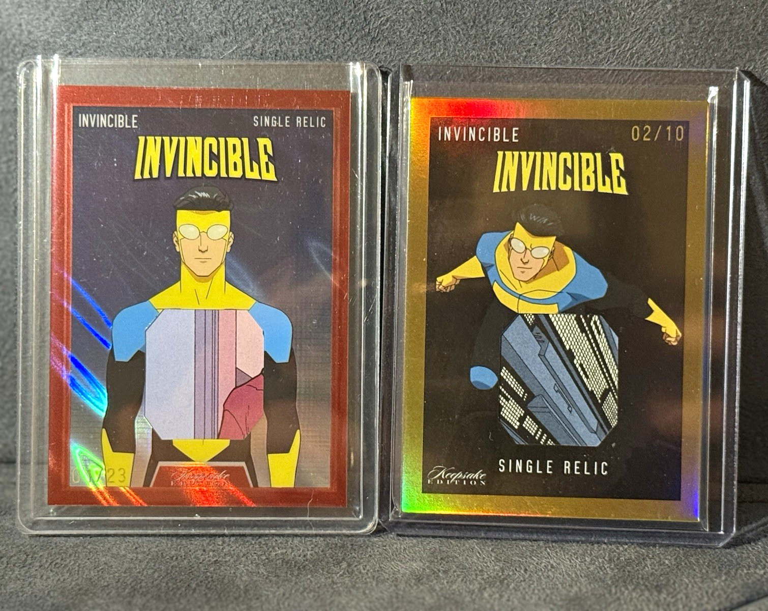 2025 Invincible Single Relic Serial Numbered 2-Card Lot #450 #475 red/23 gold/10