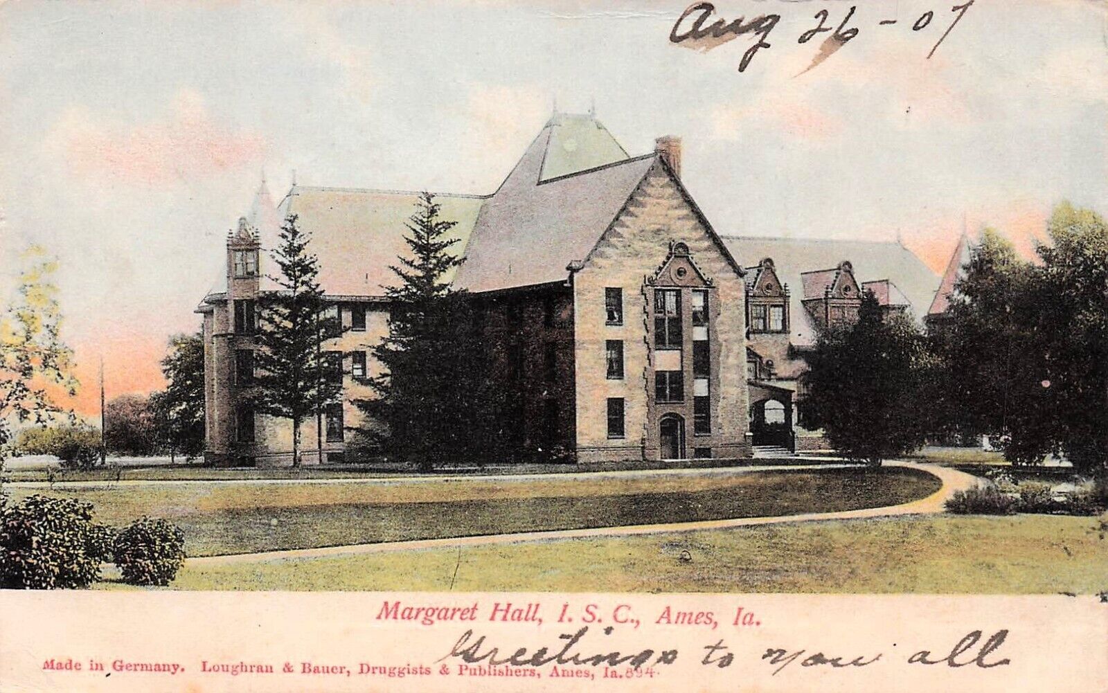 Ames IA Iowa State University Campus Margaret now LeBaron Hall Vtg Postcard D60