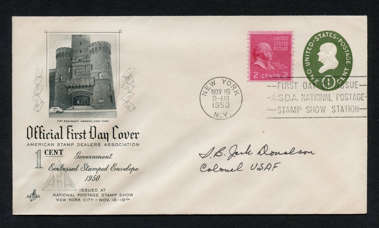 I. B. Jack Donalson d2006 signed autograph auto First Day Cover WWII ACE USAF