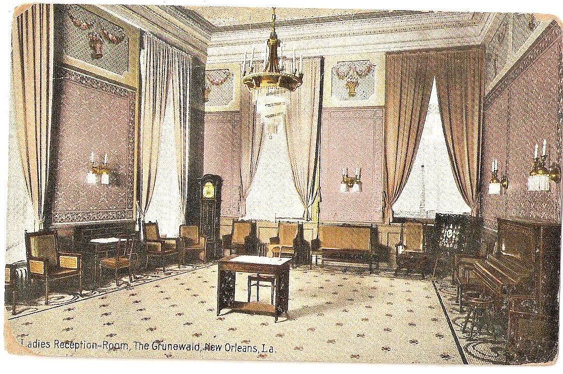 Ladies Reception Room Grunewald Hotel 1911 New Orleans Postcard Unused