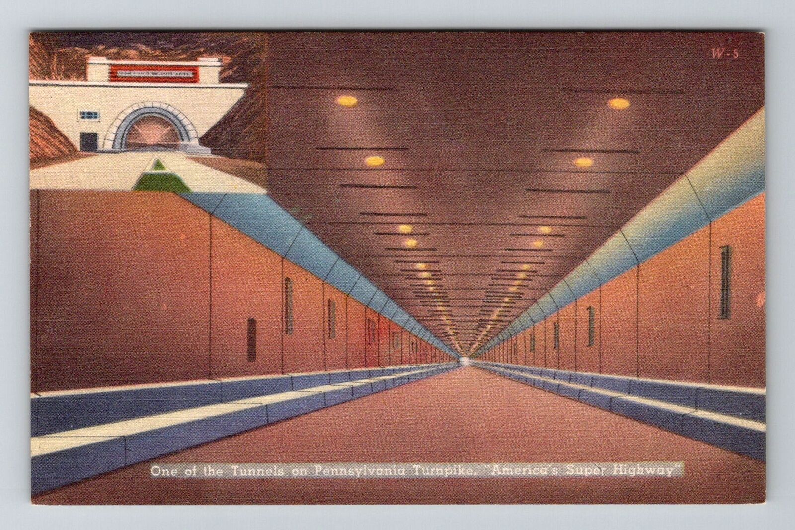 PA-Pennsylvania, One of tunnels on PA turnpike, Vintage Postcard