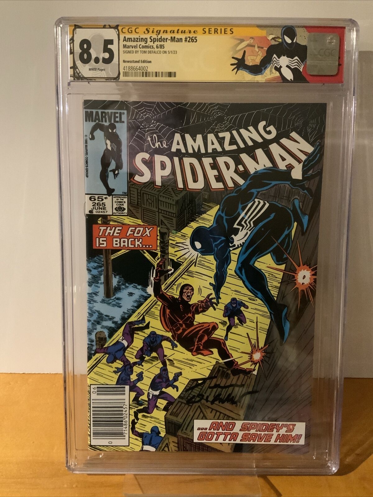 Amazing Spider-Man #265 1st Silver Sable CGC 8.5 NEWSSTAND Signed Tom Defalco