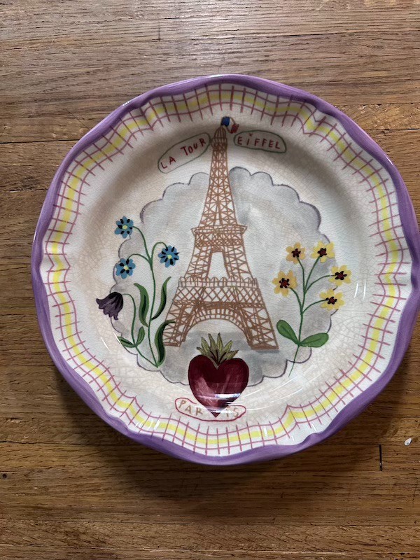 NATHALIE LETE For Anthropologie LA TOUR EIFFEL PARIS Plate AGED/CRAZED