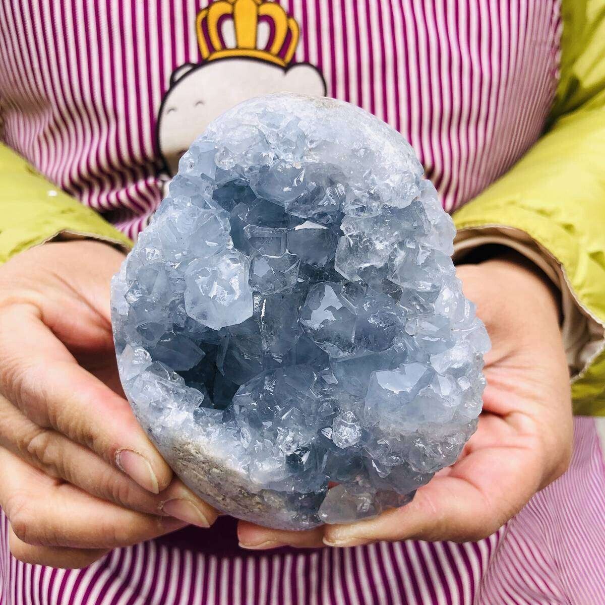 1.87LB Natural Beautiful Blue Celestite Crystal Geode Cave Mineral Specimen 199
