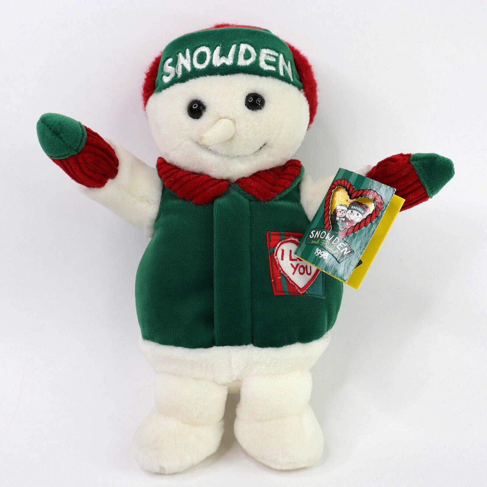 1998 Snowden and Friends Snowman Plush Toy Doll Christmas 10” Tags Stuffed