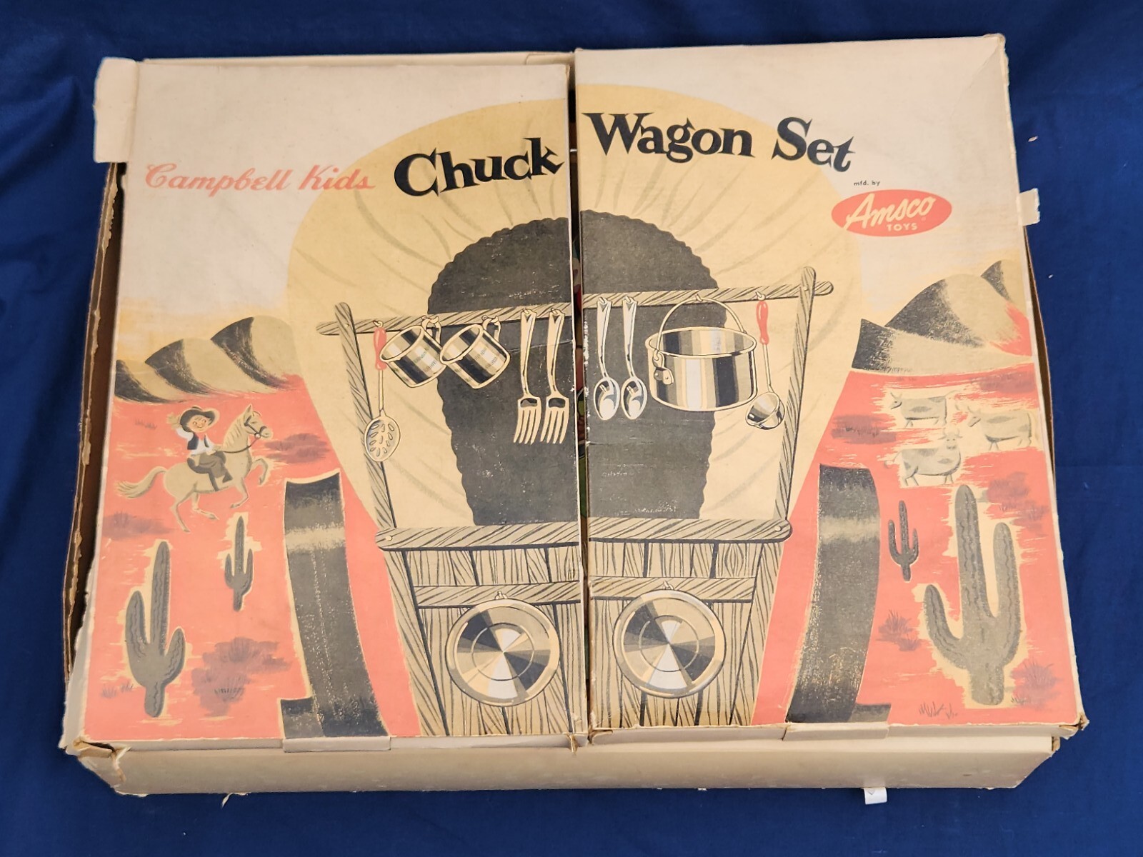 Rare 1955 Amsco Vtg Campbell Kids Soup Cooking Chuck Wagon toy Playset For Parts Rare 1955 Amsco Vtg Campbell Kids Soup Cooking Chuck Wagon toy Playset For Parts