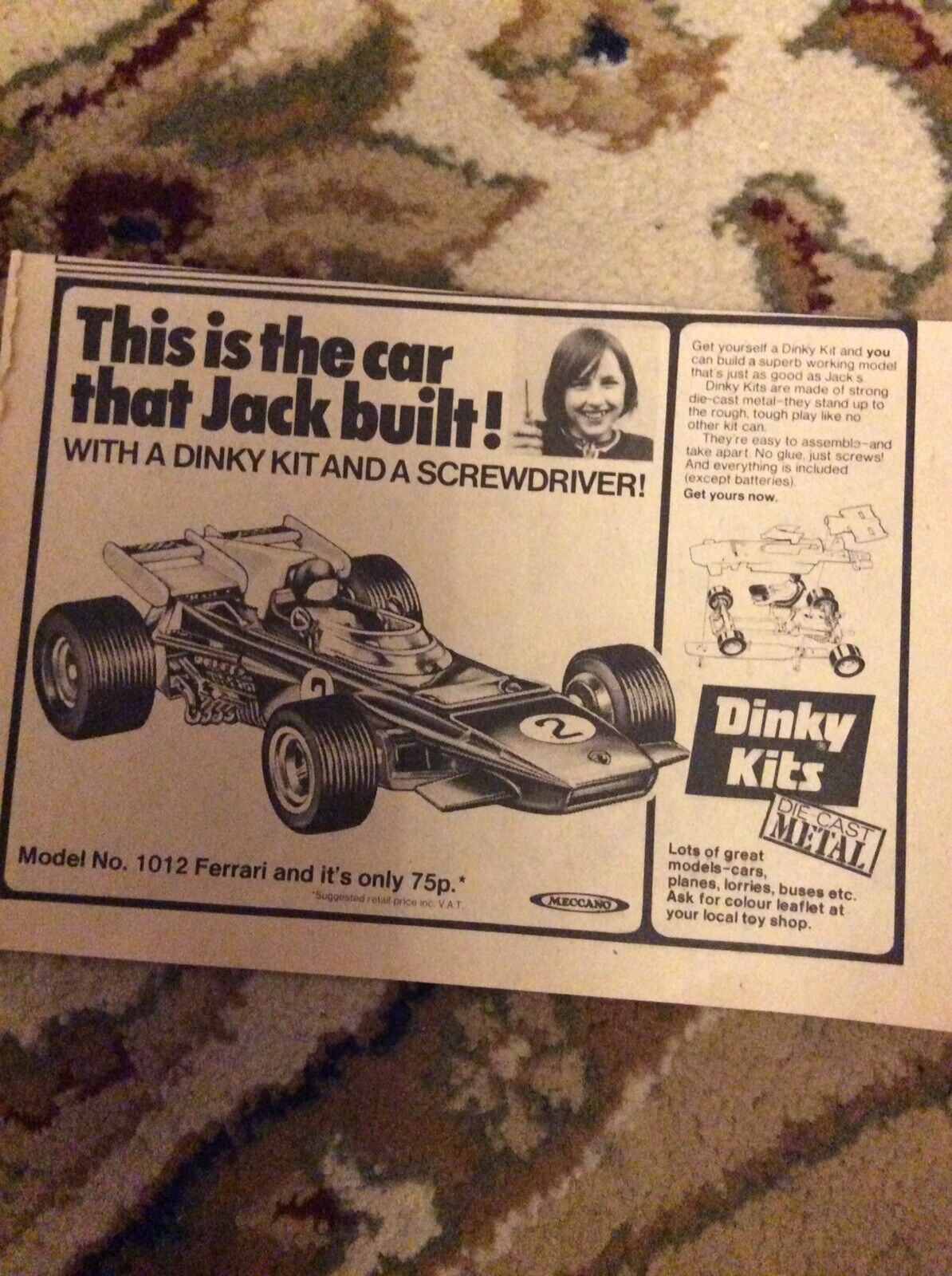 H1q Ephemera 1973 Picture Advert Dinky Toy Kits