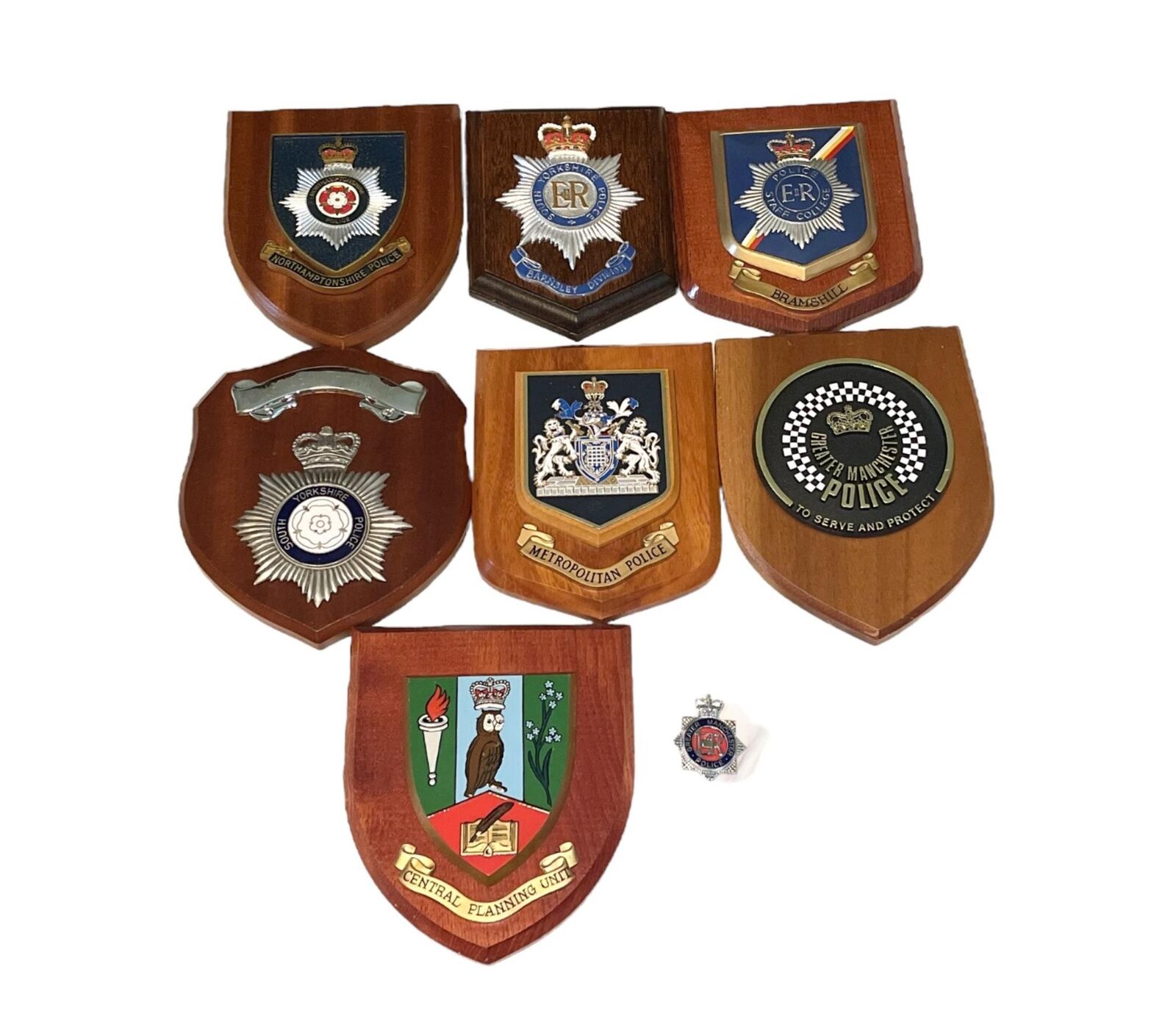 Obsolete Greater Manchester Police Badge Queens Crown Shield Crest Plaque UK Lot