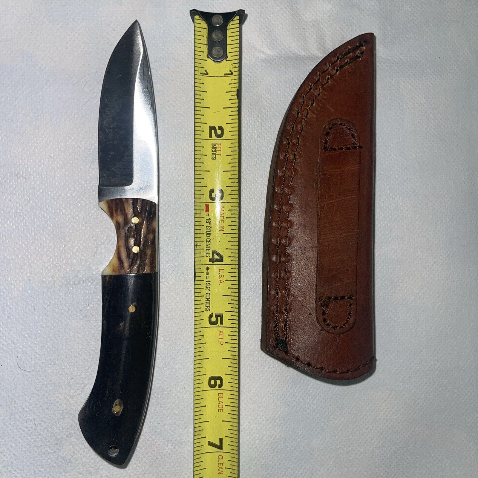 Vintage Custom Handmade Stag Antler Handle 7” Fixed Blade Knife