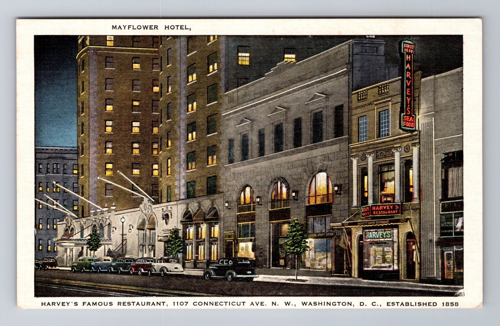 Washington DC-Mayflower Hotel, Advertising, Antique, Vintage Souvenir Postcard