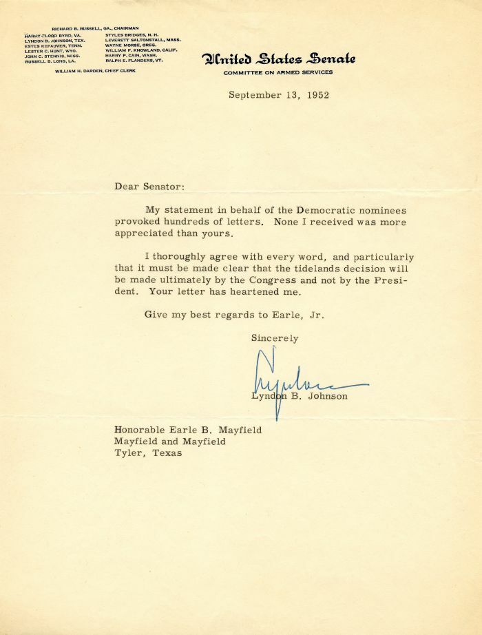 TLS signed by Lyndon B. Johnson - Autographs of Famous People