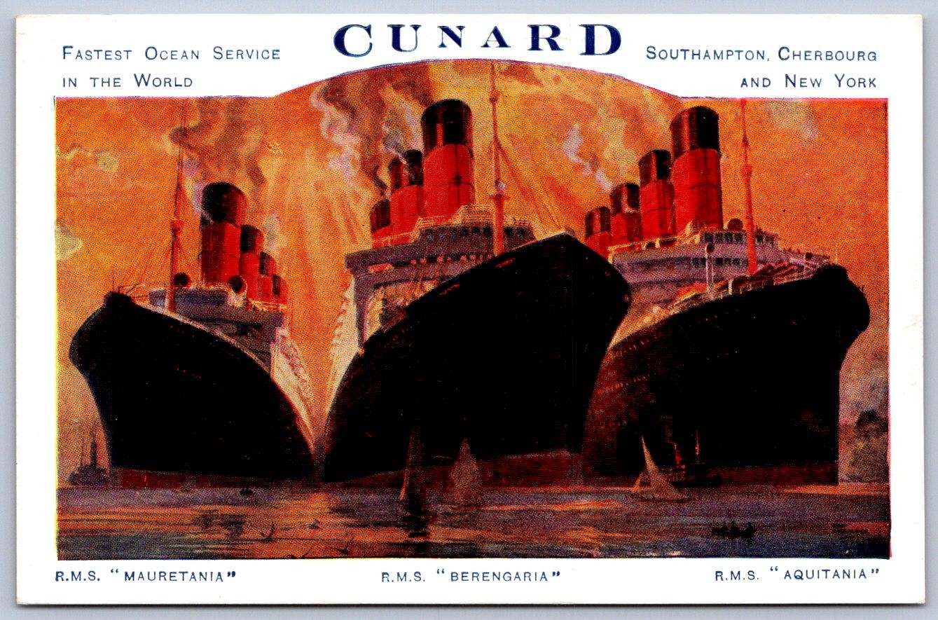 K50/ Ship Postcard c1920s Cunard Line Mauretania Aquitania Berengaria 280 K50/ Ship Postcard c1920s Cunard Line Mauretania Aquitania Berengaria 280