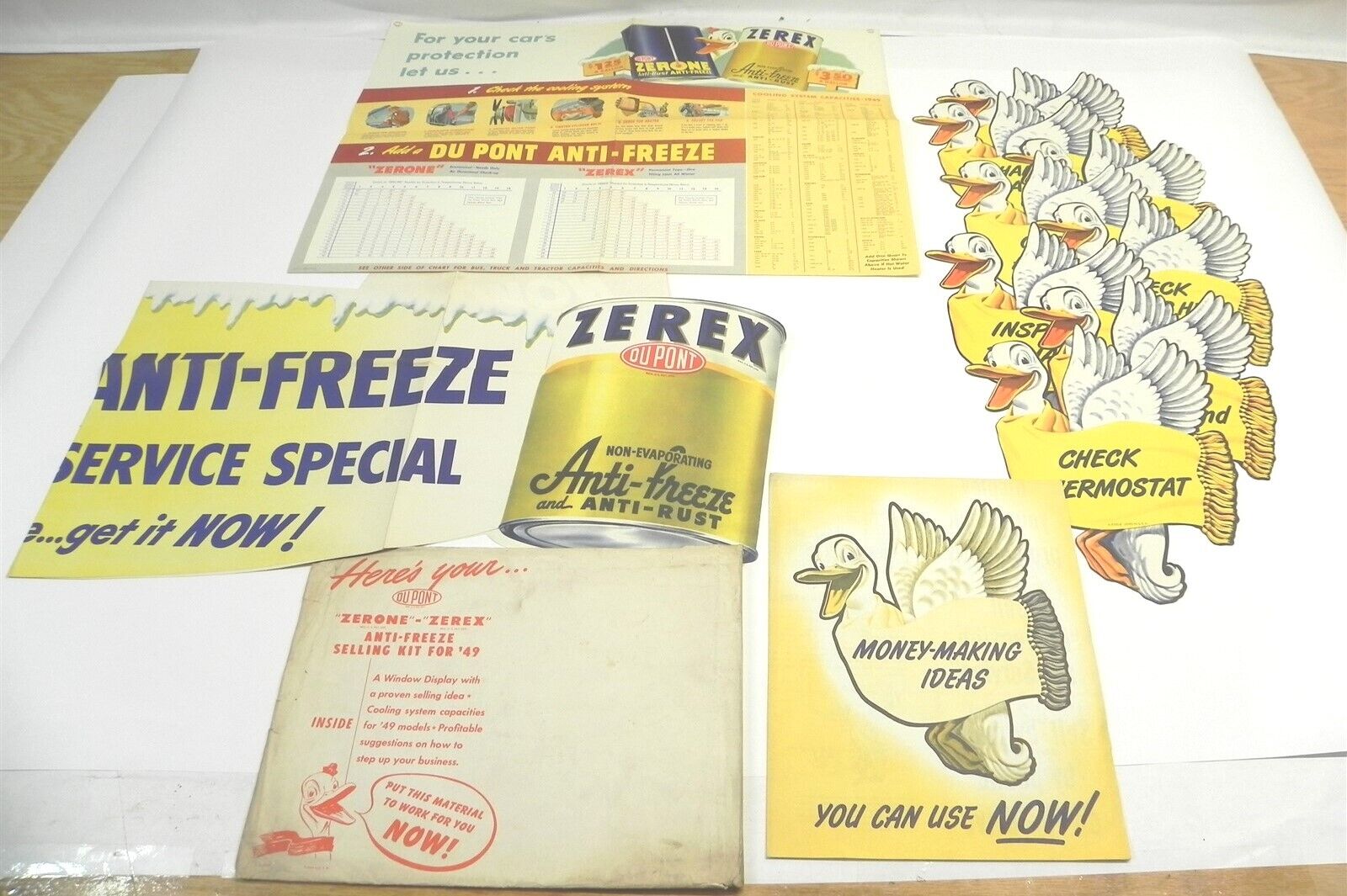 VINTAGE 1949 DUPONT ZERONE ZEREX ANTI-FREEZE SELLING AD KIT COMPLETE PRE-OWNED 