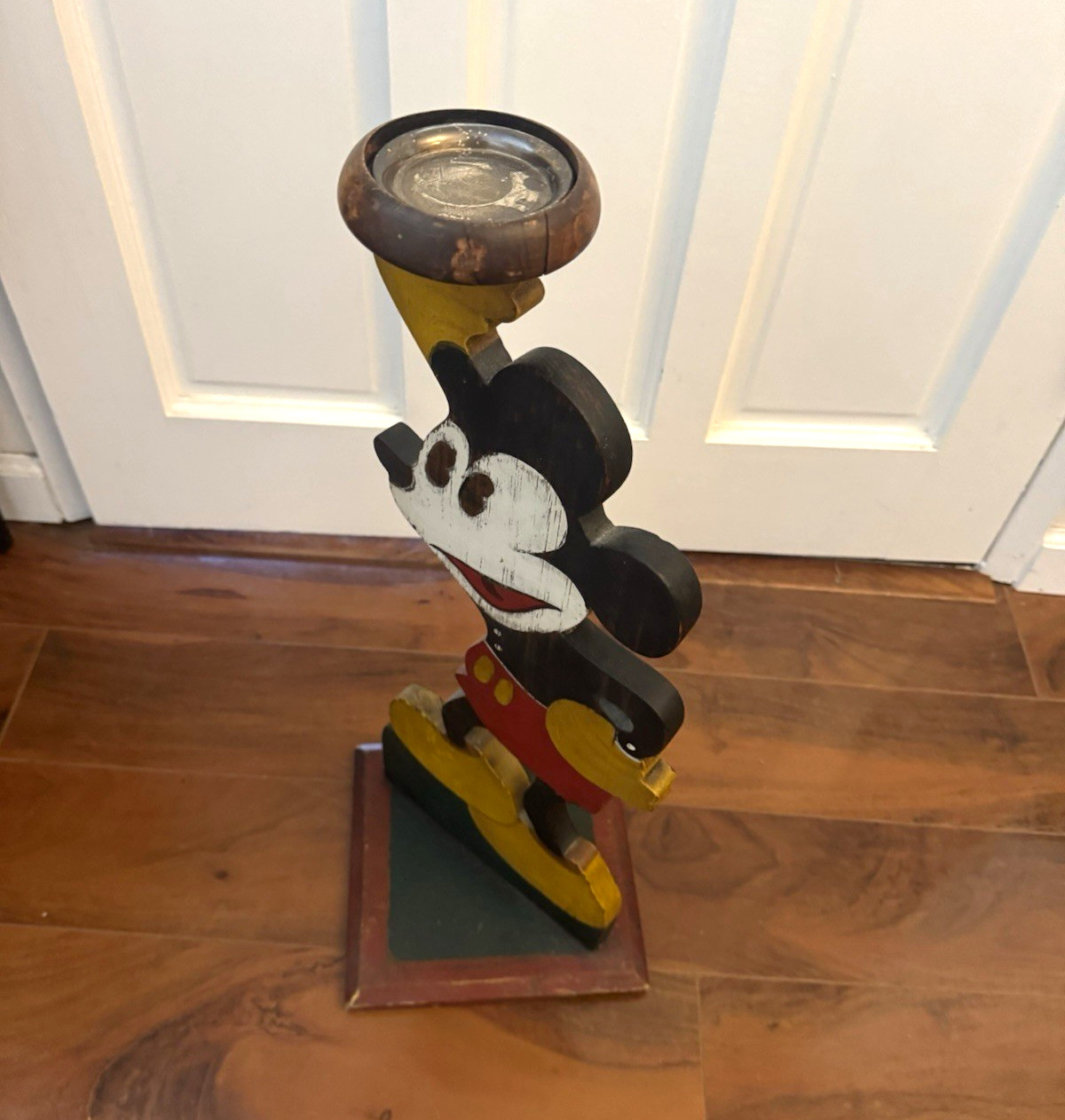 Disney Mickey Mouse Figurine Candle Holder w/ Glass Bowl, 16