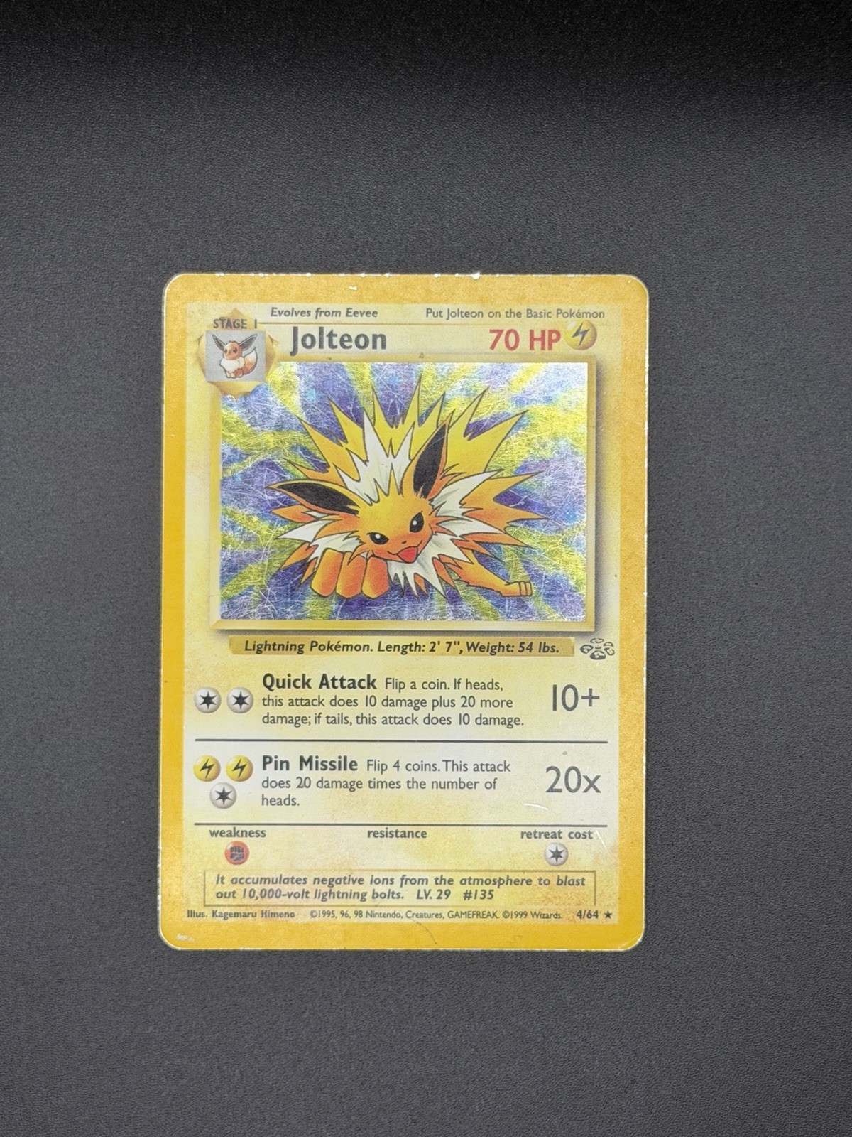 Pokemon Cards Jolteon 4/64 Jungle Unlimited Holo Rare