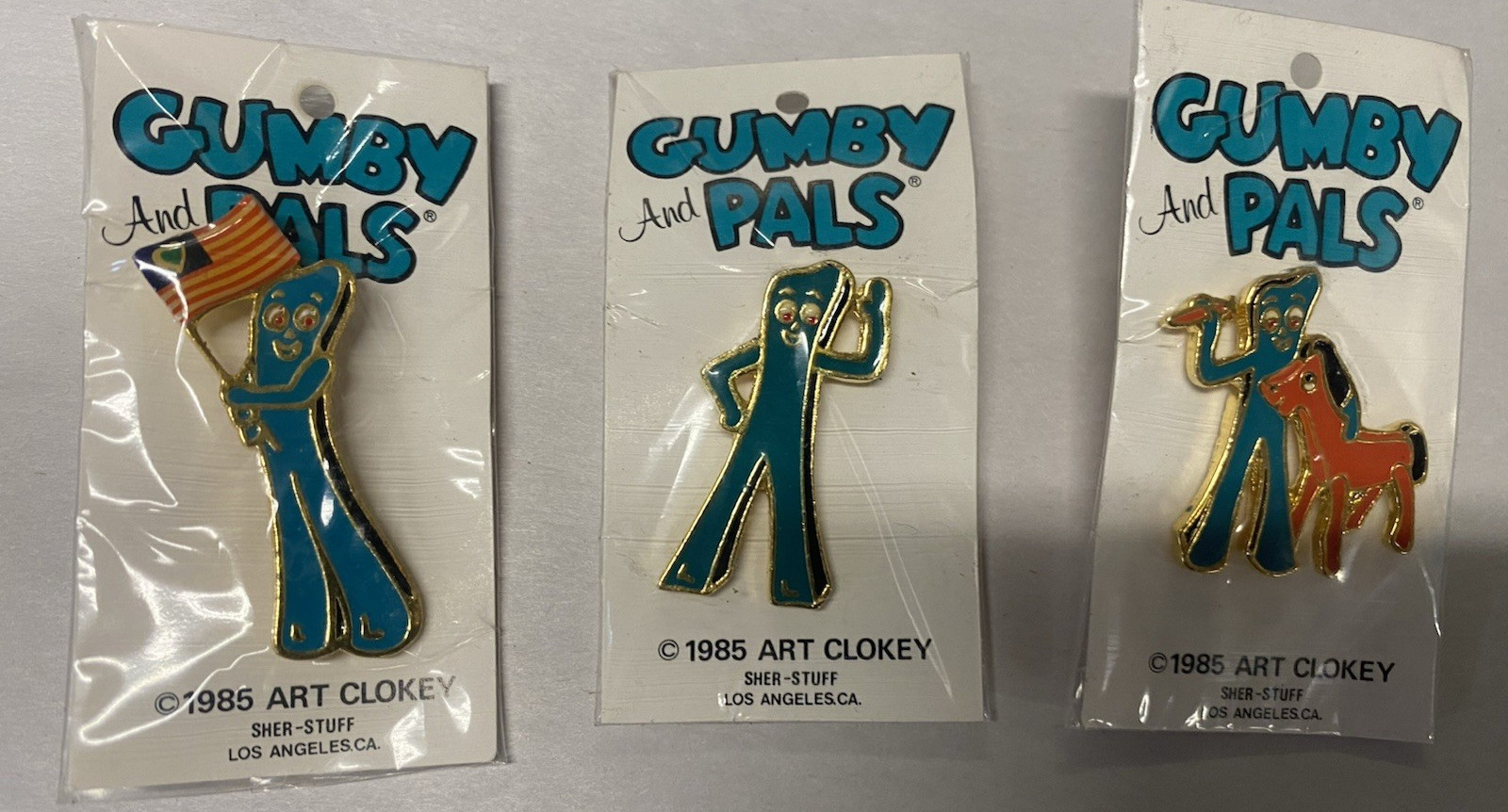 3 X 1985 Vintage Gumby and Pokey Pin Set 3 X 1985 Vintage Gumby and Pokey Pin Set