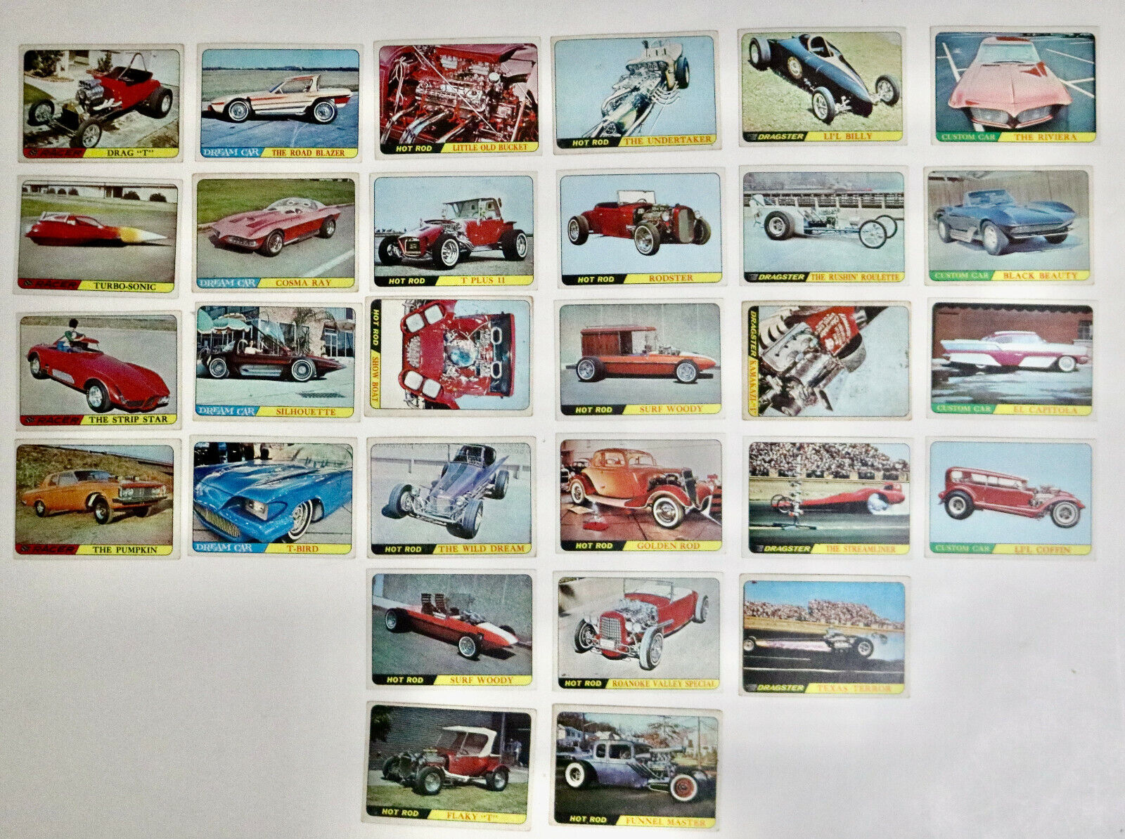 29 Hot Rods Topps 1968 George Barris Custom Cars Vintage Trading Cards lot