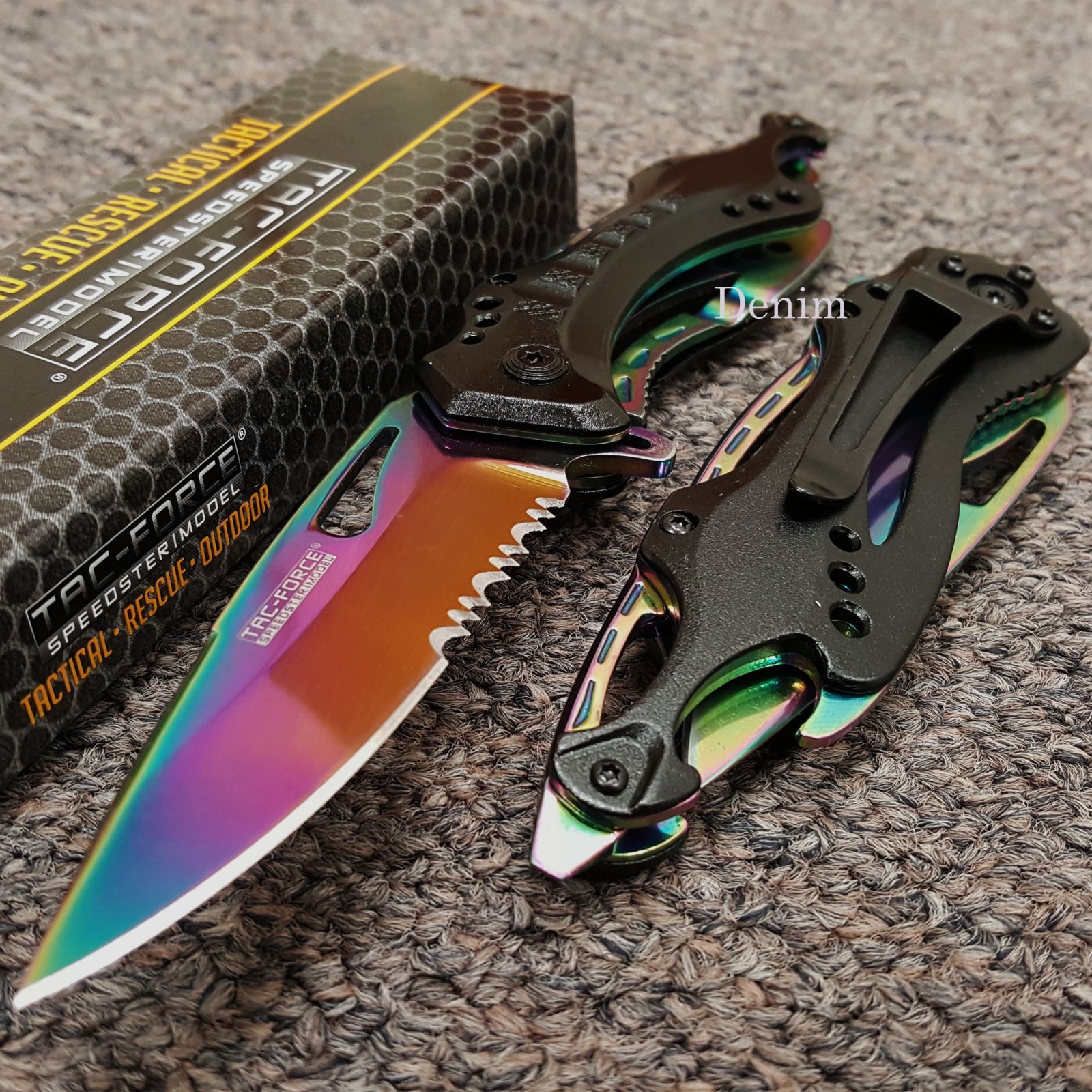 Tac Force Spring Assisted Rainbow Blade Tactical Rescue Pocket Hunting Knife New