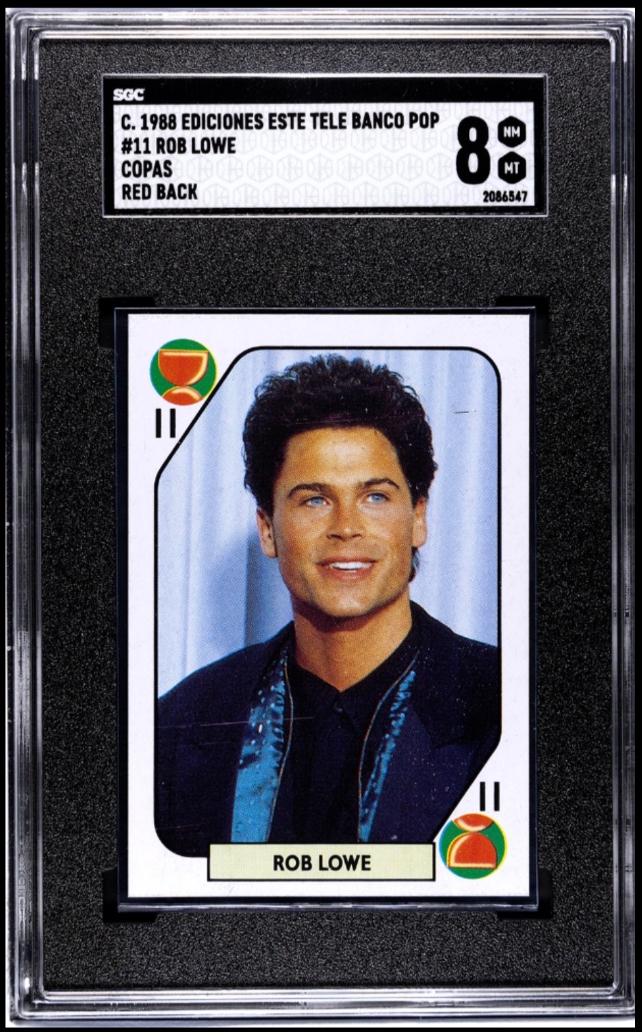 1988 ROB LOWE ‘Red Back’ Trading Card Tele Banco SGC 8 St. Elmo’s Fire