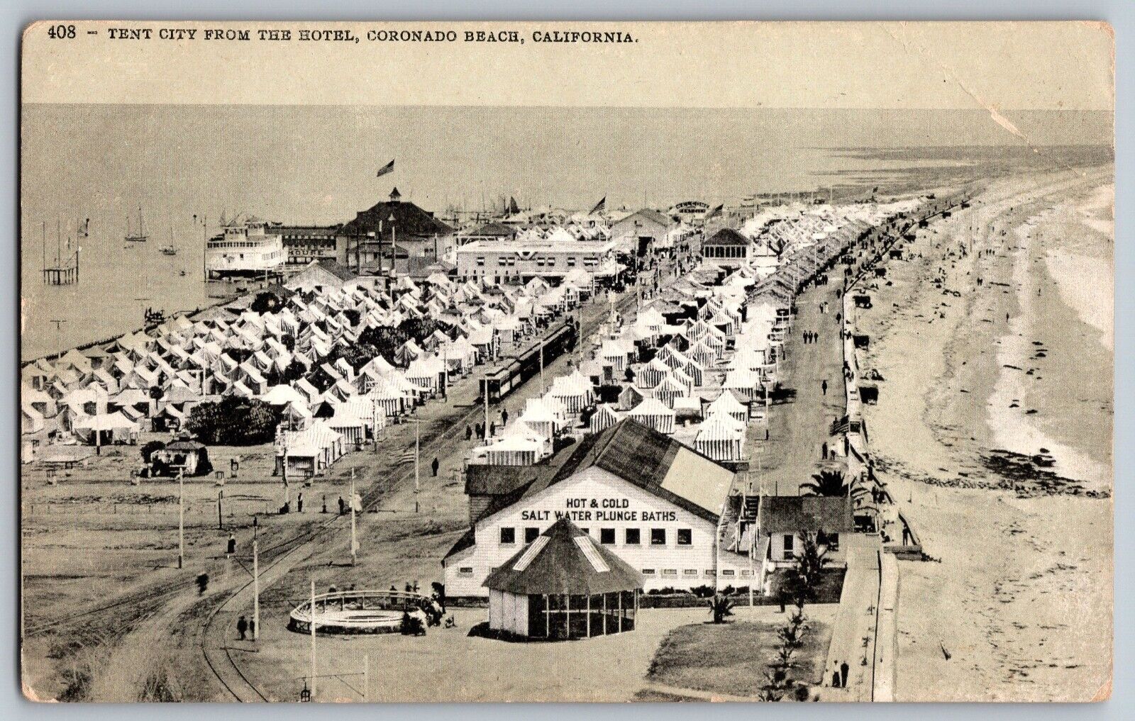 Coronado Beach, California CA - View of Tent City - Vintage Postcard - Unposted