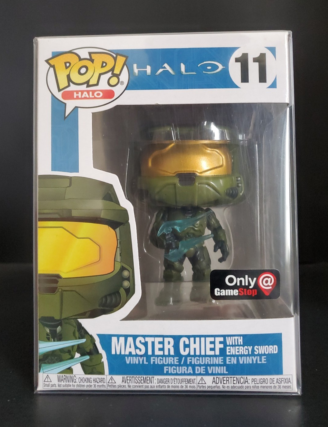 Funko Pop Halo Master Chief with energy sword GameStop Exclusive w/ Protector Funko Pop Halo Master Chief with energy sword GameStop Exclusive w/ Protector